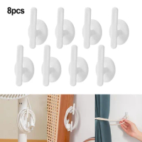 8PCS Hooks ABS White Household Appliances Cable Manager Key Cloth Wall Storage Rack Home Supplies Bathroom Kitchen Accessories