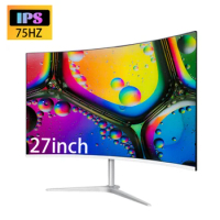 27 Inch Curved Monitor 75Hz 2ms Desktop PC Lcd FHD Computer Display Gaming IPS Panel Screen LED 1080P Desktop Display
