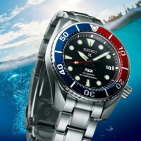 【SEIKO 精工】PROSPEX潛水系列機械錶 PADI認證藍紅可樂圈45㎜款 SK004(SPB181J1/6R35-00R0R)