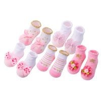 Stokin Ba untuk gadis yang baru lahir, 5 Ps / set, kapas, comel, aksesori kartun, 0-6, 6-12, 12-24 M