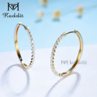 Kuololit Lab Diamonds 585 14K 10K Yellow Gold Bubble Earrings for Women Hoop Drop Diamonds Earring for Engagement Wedding Party