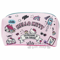 小禮堂 Hello Kitty 潛水布方形化妝包《粉.插圖》收納包.萬用包.筆袋