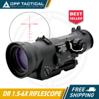 Tactical RifleScope DR 1.5-6x Fixed Dual Field of View Red Illumination Scope Sight with Full Markings for Airsoft and Hunting