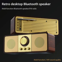 JY-82 Vintage High-end Wooden Audio FM Radio Portable Wireless High-performance Blue Tooth Speakers HiFi Stereo Sound Surround