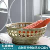 手工竹編籃裝饃饅頭筐竹籃子家用 廚房收納洗菜藍水果瀝水竹籮筐
