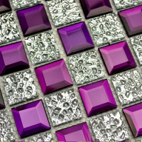 Purple 5 edges beveled Crystal Diamond Mirror Glass Mosaic Tiles for Boutique showroom Display cabinet DIY decorate wall Sticker