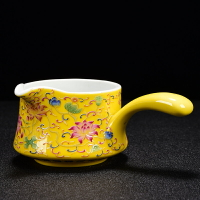 琺瑯彩公道杯套裝均杯帶手柄側把公道茶杯陶瓷功夫茶具配件分茶器