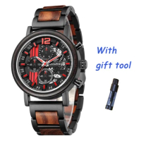 Kunhuang Wooden Alloy Mix Watches Chronograph Men Steel Wood Stainless Bamboo Quartz Watch Relogio Watch For Men Wood Strap