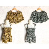 Set Atasan Tangtop + Celana Pendek Bunga Wanita Setelan Motif Dewasa Baju