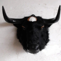 simulation black yak's head model wall pandent large 35x28x32cm,polyethylene&amp; furs handicraft home decoration toy gift a2477