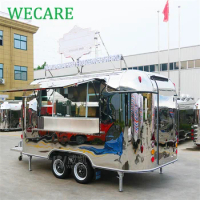 WECARE Stainless Steel Food Cart Coffee Ice Cream Car Airstream Snack Food Trailer Mobile Truck Food