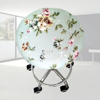 Round Chair Home Seat Bar Stool Cover Office Four Seasons Meeting Ornament Polyester Slipcover Floral Printed Elastic Soft