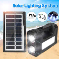 Smuxi Home Solar Power Led Lighting System Solar Power Panel Generator Kit with Energy Saving Led Lamp Indoor Outdoor Lighting