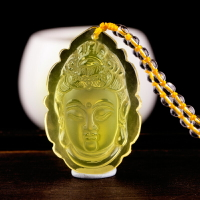 天然黃水晶如來佛祖頭像吊墜男女款釋迦牟尼佛頭平安護身項鏈掛件