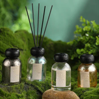 110ml Aroma Fragrance Reed Diffuser with Sticks, Natural Fireless Scent Diffuser for Bathroom, Glass Hotel Oil Diffuser Gift Set