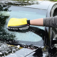 Car Wash Glove Coral Mitt Soft Anti-scratch for Car Wash Multifunction Thick Cleaning Glove Car Wax Detailing Brush Color Random