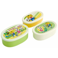 【小禮堂】巧虎 日本製橢圓形保鮮盒組《3入.綠白.運動》便當盒.食物盒.餐盒