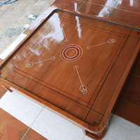 MEJA KARAMBOL JATI BESAR 100X100 FULLSET KAYU JATI PREMIUM 100% ASLI PERMUKAAN SUPER LICIN DESAIN EL