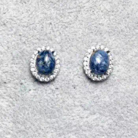 Approx7*9mm 925 sterling silver Natural blue pietersite stud earrings for women earrings