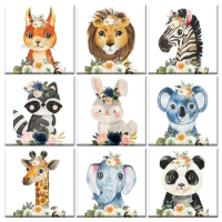 GATYZTORY Paint By Number For Kids Painting Animal And Flower 20x20cm Decorative Paintings Kill Time Easy Hand Painting
