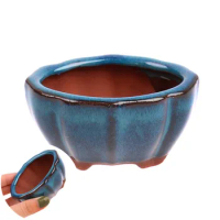 New 1pc 9.7*6.6*3.2cm Bonsai Pots Breathable Stoneware Bonsai Pots With Holes Bonsai Training Flowerpot Ceramic Crafts