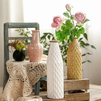 左岸麥田 諾瑞姆冰裂釉陶瓷花瓶波浪紋美式復古細口插花花器擺件