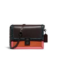 精選★COACH Hutton22 小號黑色鏈條旋鎖翻蓋開合 單肩斜挎包 89071~【母親節禮物★菲尼斯 國際精品3折起 春夏新品 換季下殺】