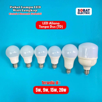 Paket Lampu Lengkap Watt Rumah Subsidi - LED Curah Aliano Untuk 1 Rumah Minimalis - Cahaya Putih Tan