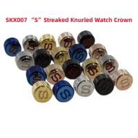 SKX007 Silver Gold Black Blue Watch Streaked Crowns S Knurled Crown Fit for SEIKO SKX007 Watch NH35 NH36 4R35 4R36 7S26 Movement