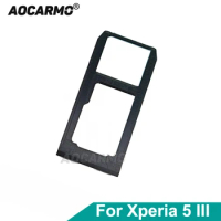 Aocarmo For Sony Xperia 5 III / X5iii XQ-BQ52 BQ72 SO-53B Dual SIM Card Holder Tray Slot Aluminum Alloy Drawer Replacement Part