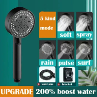 5 Modes Shower Head Set with Water Pipe Bracket Adjustable High Pressure Water Saving Shower Head Water Massage Shower Head