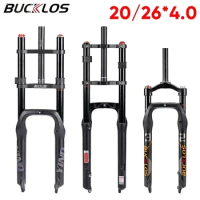 BUCKLOS Air Suspension Fork MTB 20in 26in Bike Fat Fork Bicycle Disc Brake 20*4.0 26*4.0 Fat Tire Fork for Snow Beach Bike Parts