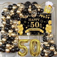 50th Birthday Decorations For Women-Rose Gold 50th Birthday BannerRose Gold Black Balloons 32 Inch 5