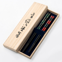 【若狹塗】日本製 鐸美 鑲貝漆 筷子2入禮盒組 夫妻筷 鮑魚貝(日本 筷子)