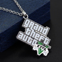Cool GTA 5 figurines PS4 Game Cs Necklace Grand Theft Auto 5 Pendent Necklaces For Robo Rock Collares Electronic Game Jewelry