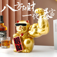 大力創意招財貓麒麟臂肌肉劫財貓健身房店鋪開業送禮前臺裝飾擺件