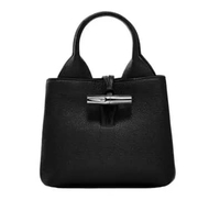 Longchamp Le Roseau Small Handbag Black Leather With Long Strap