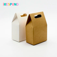 20PCS Gift Bag Kraft Candy Box Packaging Kids Brown White Small Cookie Tea Gift Paper Packing Box birthday Cardboard Wrapping