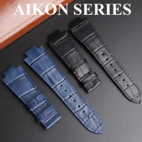 Top Genuine Leather Watch Band For Maurice Lacroix AIKON Series AI6008 AI6038 AI6058 Waterproof strap Men Bracelet Black Blue