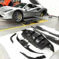 For Ferrari f8 carbon fiber front lip side skirt rear lip diffuser air vent trim parts body kit