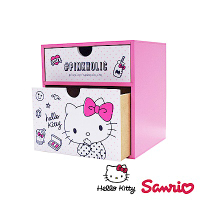 【百科良品】Hello Kitty 凱蒂貓桌上直式 雙層抽屜盒 置物盒 美妝收納 桌上收納