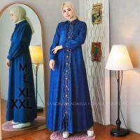 GAMIS JUMBO LD140 - JINZU DRESS JEANS LD120 BAJU MUSLIMAH PANJANG TERBARU 2025 BUSUI KANCING AKTIF C
