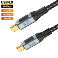 USB 4.0 Gen 3 Type C to USB-C Cable 8K 60HZ PD 240W Fast Charging Wire 40Gbps Data Line 48V 5A EMAKER Chip for Laptop Monitor