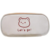 Child Kawaii Lovely Cute Pencil Bag Bear Pencil Cases Cute Simple Pen Bag Storage Bags School Supplies Stationery Students Gift