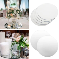 Round Mirror Tray Acrylic Table Centerpiece Candle Plate For Wedding Celebration Party Hotel Decorations Wall Sticker Supplies
