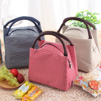 Stripes Lunch Bag For Women Isothermal Bag Packaged Food Thermal Bags Thermo Pouch Kids Lunch Bag Refrigerator Bag