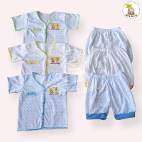 SETELAN PENDEK BAJU BAYI LUCU MOTIF BINTIK 0 3 6 BULAN / SET BAJU BAYI CELANA PENDEK KATUN MOTIF BIN