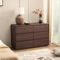 Dekoruma JUJO Lemari Laci 6 Pintu Kayu / Lemari 6 Pintu Kayu / Lemari Baju Besar 6 Pintu - Walnut