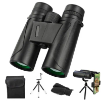 12x42 High Power Binoculars Low Light Night Vision Bak4 Prism Glasses Binoculars With Phone Adapter&amp;tripod