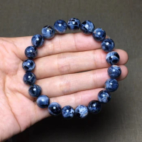 Natural Blue Pietersite Round Beads Bracelet 9.5mm Fire Chatoyant Cat Eye Namibia Certificate AAAAA
